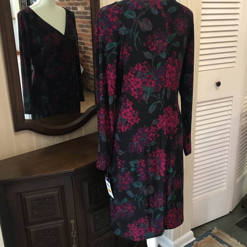 π·NWT! Chaps Vibrant Floral Faux Wrap Dress - Picture 3 of 7